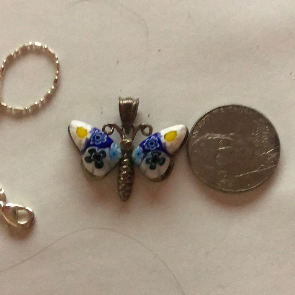 Millefiore sterling butterfly pendant